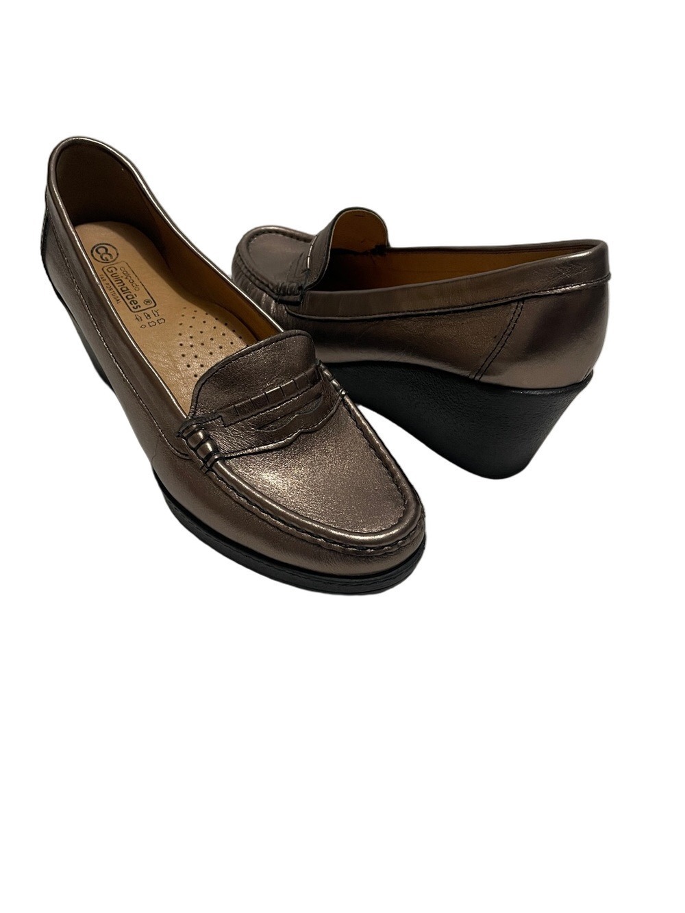 Calcado Guimaraes Bronze Metallic Wedge Loafers EU 38
US 7.5M - 8M